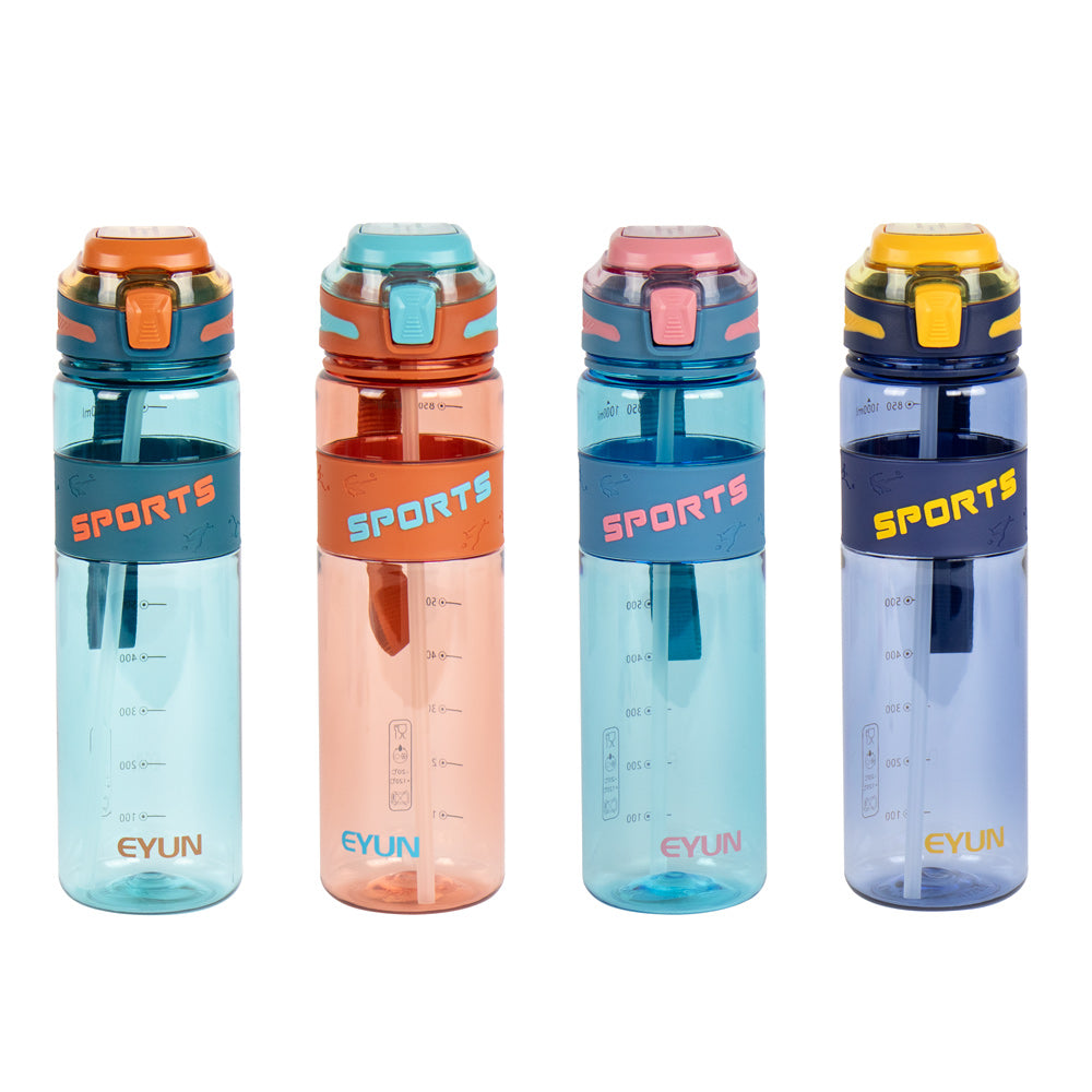 Plastic Water Drinking Bottle with Straw 23 x 8 cm Assorted Colours 7452 (Parcel Rate) (Copy)