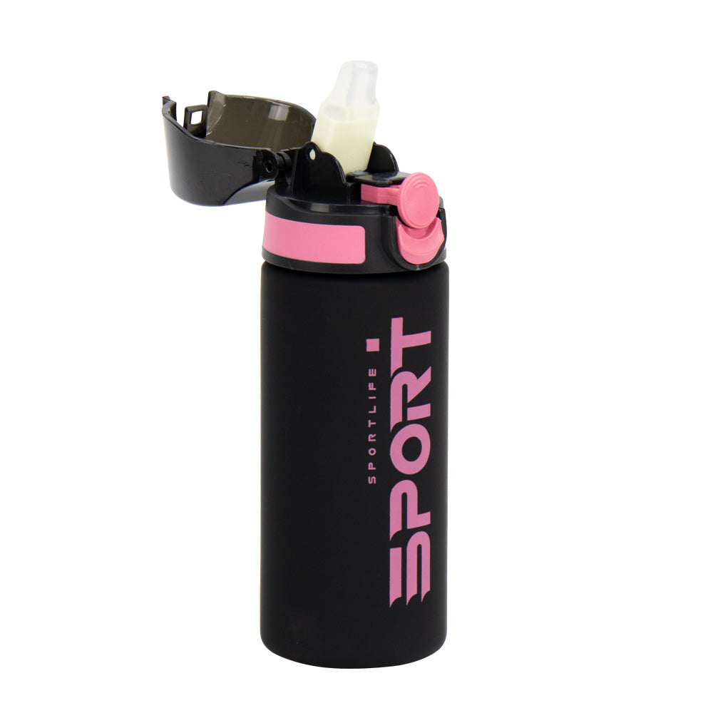 Durane Eyun® Black Plastic Sports Gym Water Drinking Bottle with Straw and Carry Loop 700ml Assorted Colours 11699 (Parcel Rate) (Copy)