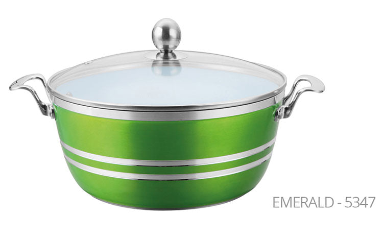 SQ Professional Metallic Die Cast Stockpot Set of 5 Emerald 5347 A (Big Parcel Rate)