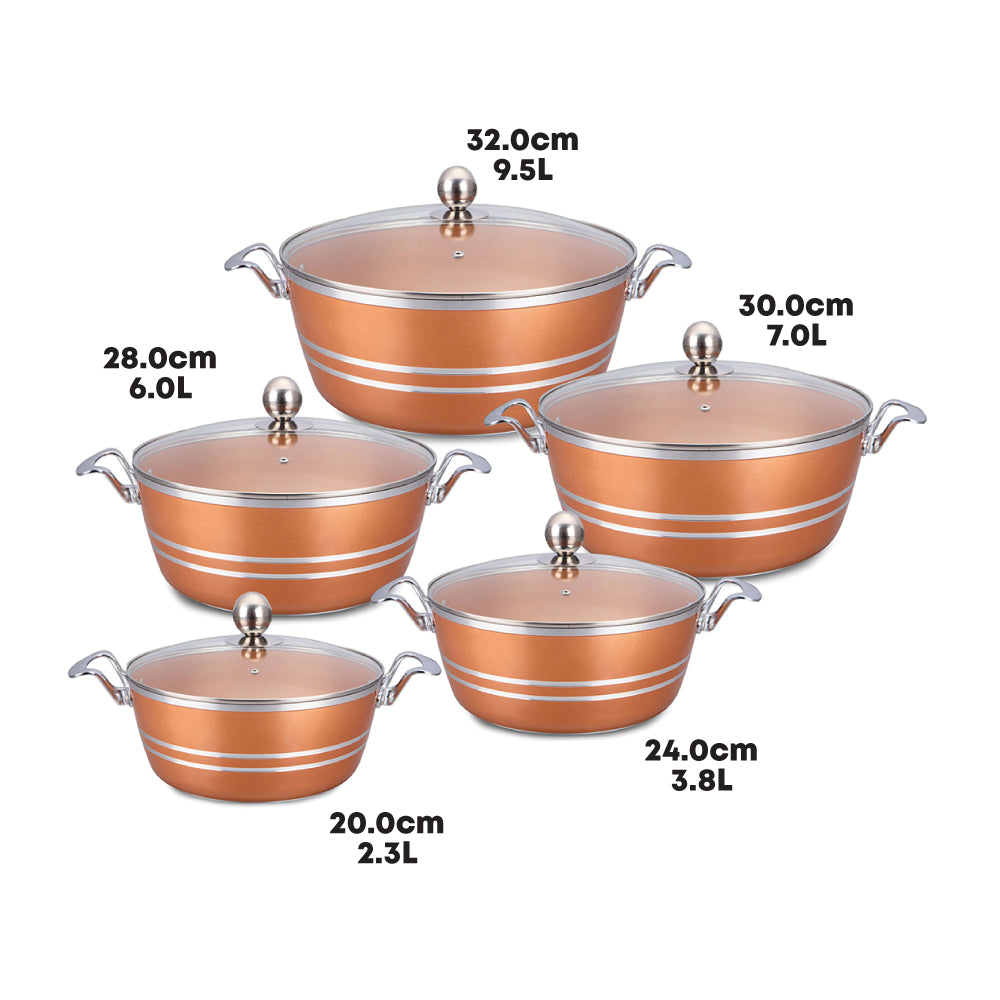SERAMIQ Diecast Ceramic Casserole Stockpot Kitchen Set Axinite 5 Pack 4925 (Big Parcel Rate)