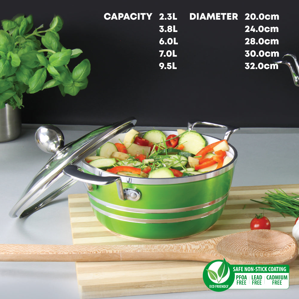 SQ Professional Metallic Die Cast Stockpot Set of 5 Emerald 5347 A (Big Parcel Rate)