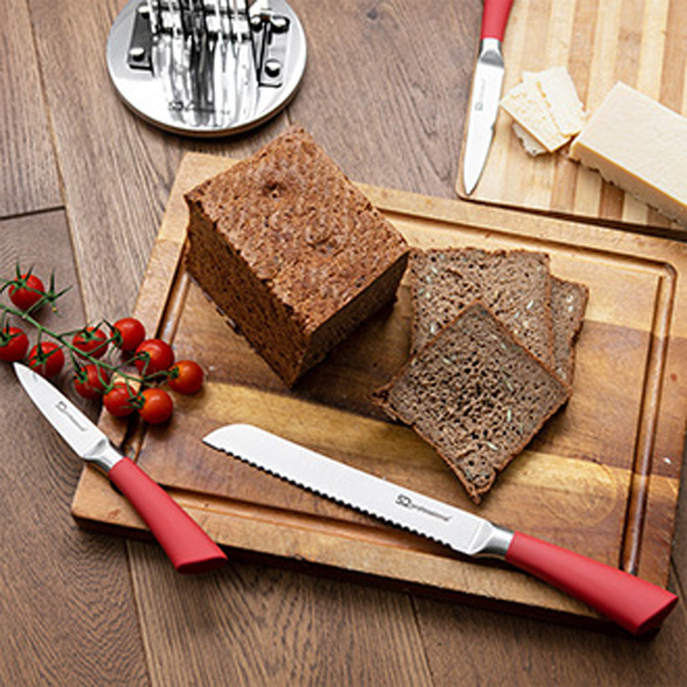 Stainless Steel Kitchen Knife Set 8 Pcs Red 8741 (Parcel Rate)