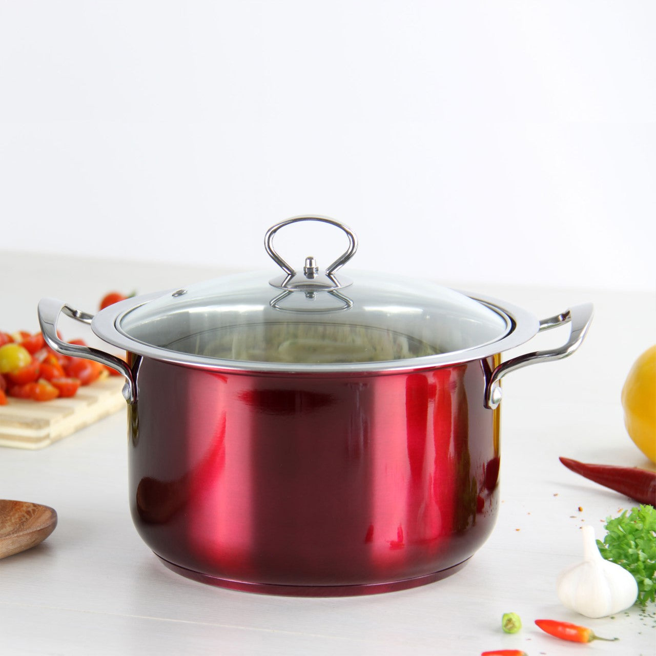 Gems Stainless Steel Stockpot Set 4pc Ruby 18-20-22-24cm 9577 (Big Parcel)