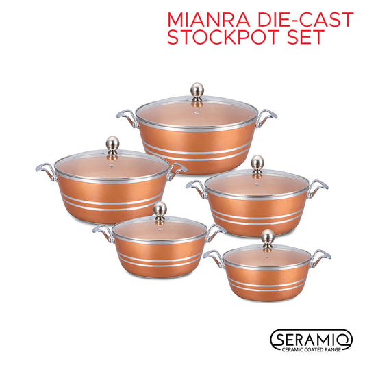 SERAMIQ Diecast Ceramic Casserole Stockpot Kitchen Set Axinite 5 Pack 4925  (Big Parcel Rate)