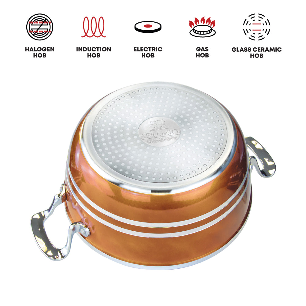 SERAMIQ Diecast Ceramic Casserole Stockpot Kitchen Set Axinite 5 Pack 4925  (Big Parcel Rate)