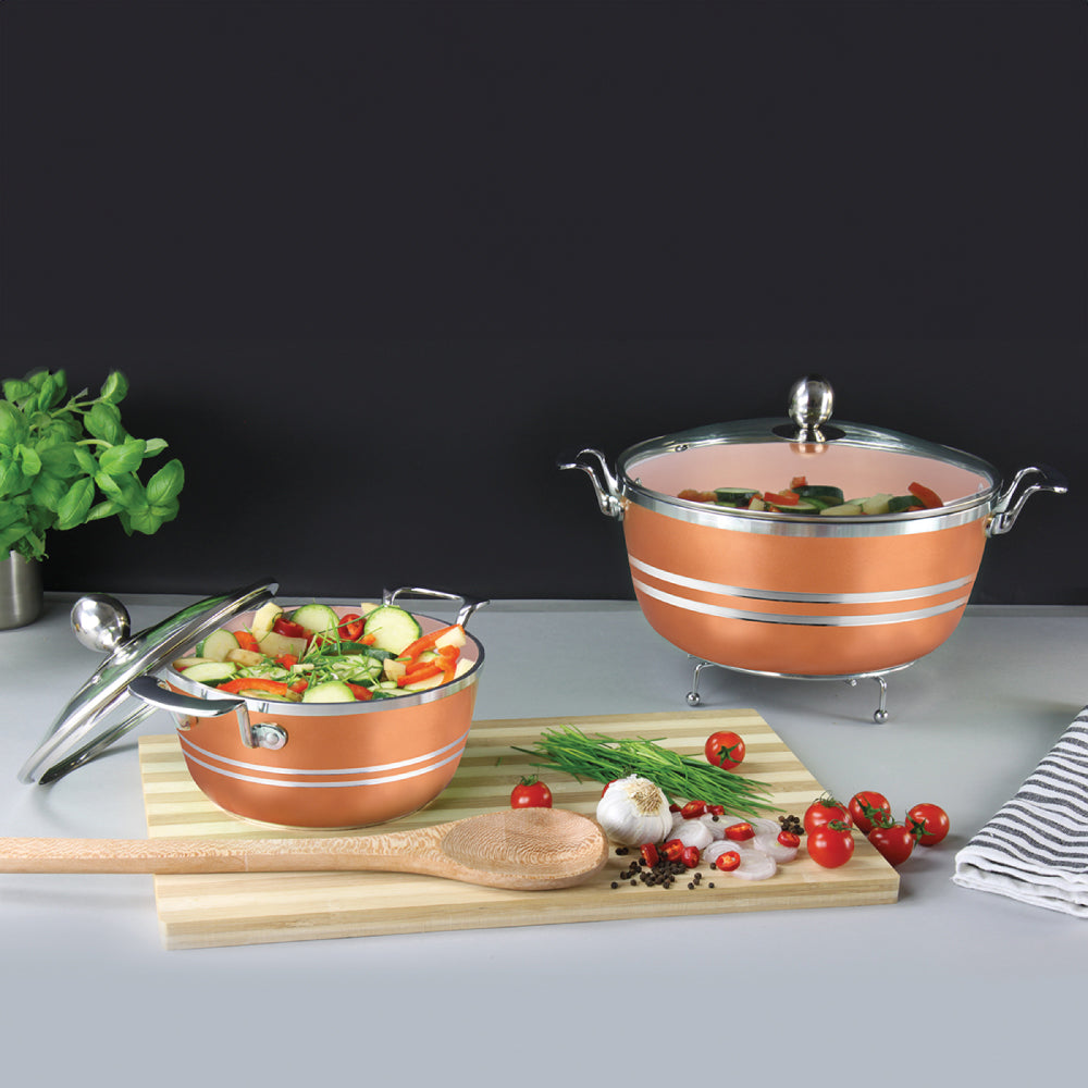 SERAMIQ Diecast Ceramic Casserole Stockpot Kitchen Set Axinite 5 Pack 4925  (Big Parcel Rate)