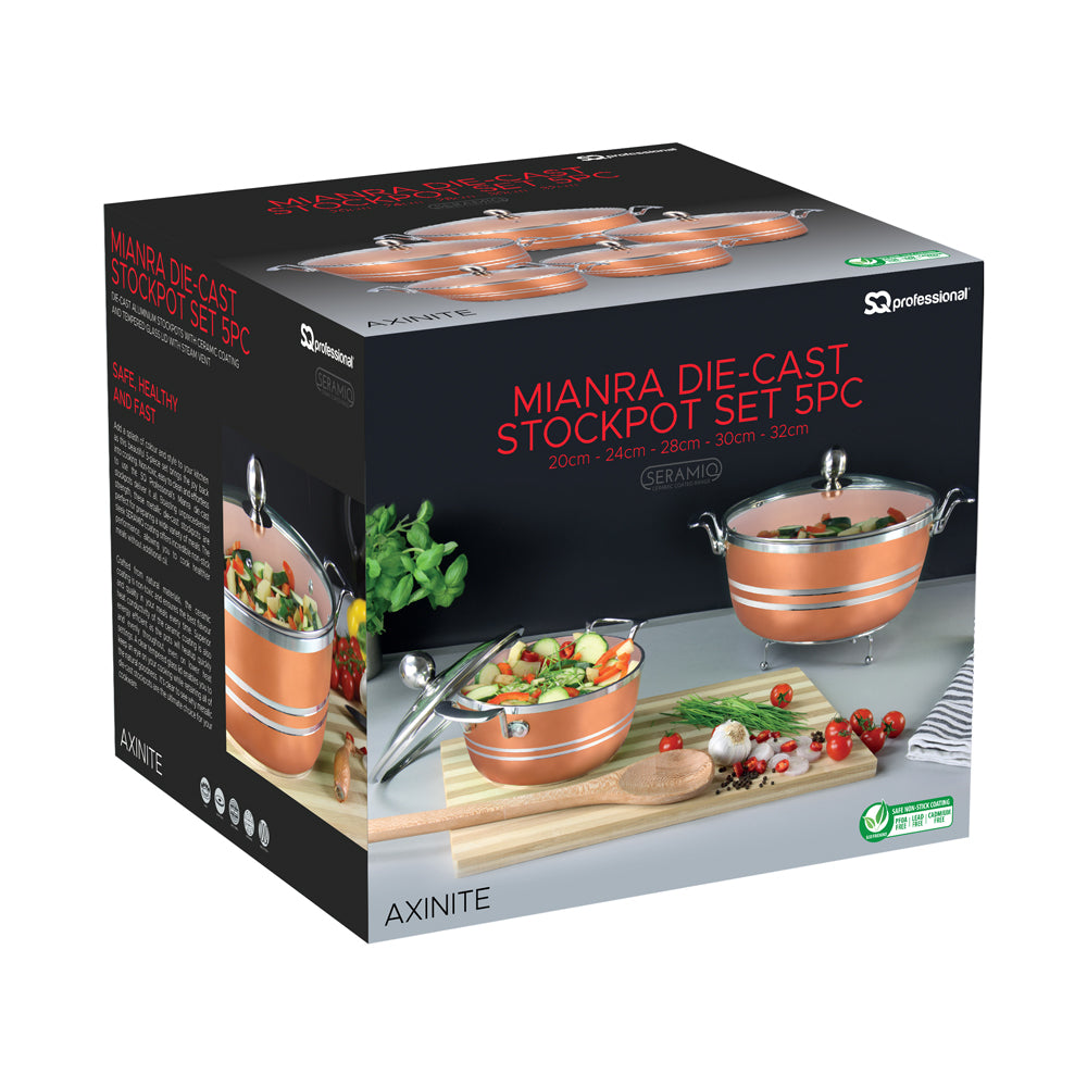 SERAMIQ Diecast Ceramic Casserole Stockpot Kitchen Set Axinite 5 Pack 4925  (Big Parcel Rate)