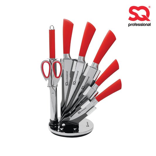 Stainless Steel Kitchen Knife Set 8 Pcs Red 8741 (Parcel Rate)